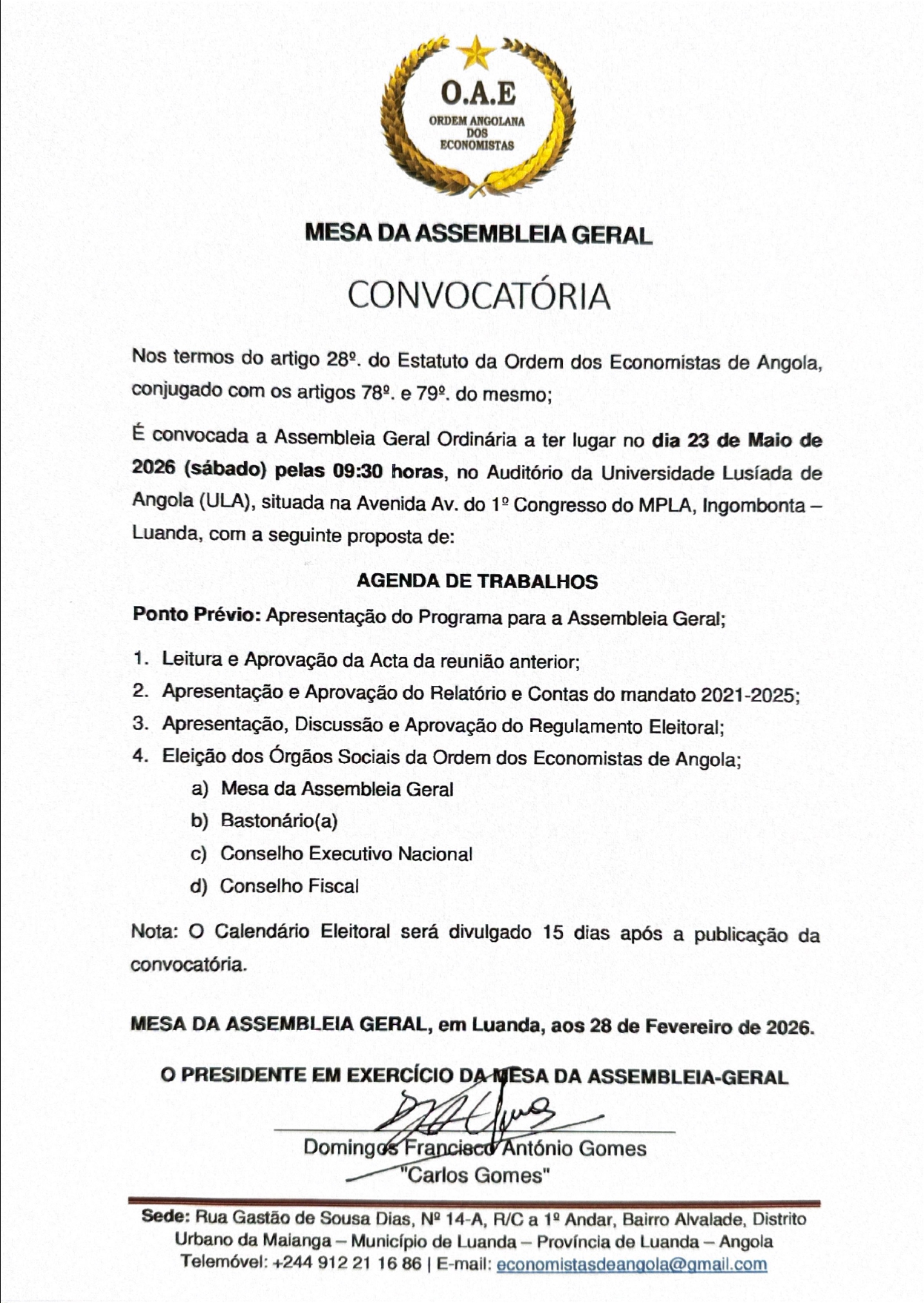 CONVOCATÓRIA